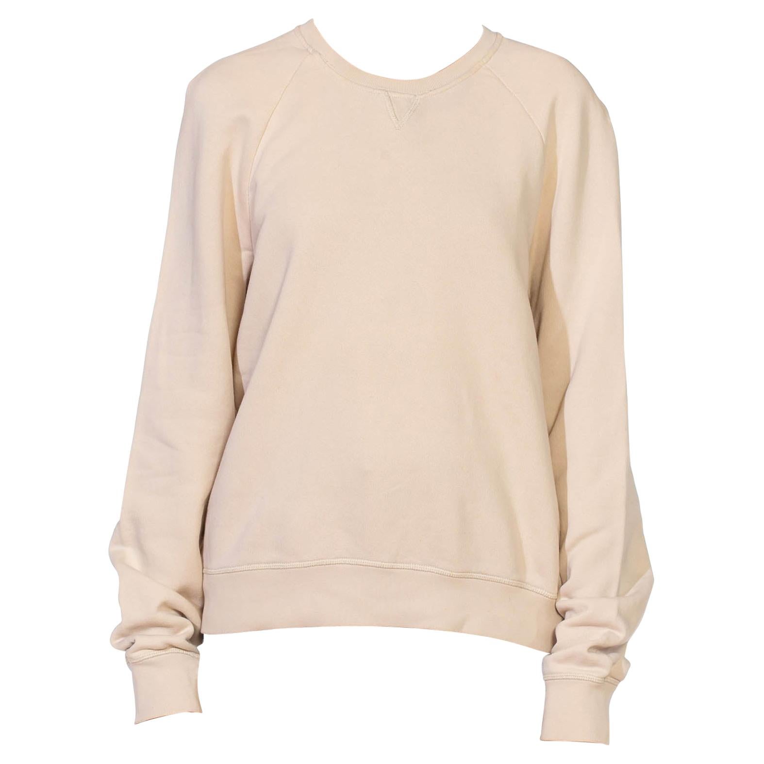 1990S PRADA Cream Cotton Long Sleeve Sweatshirt Sweater For Sale