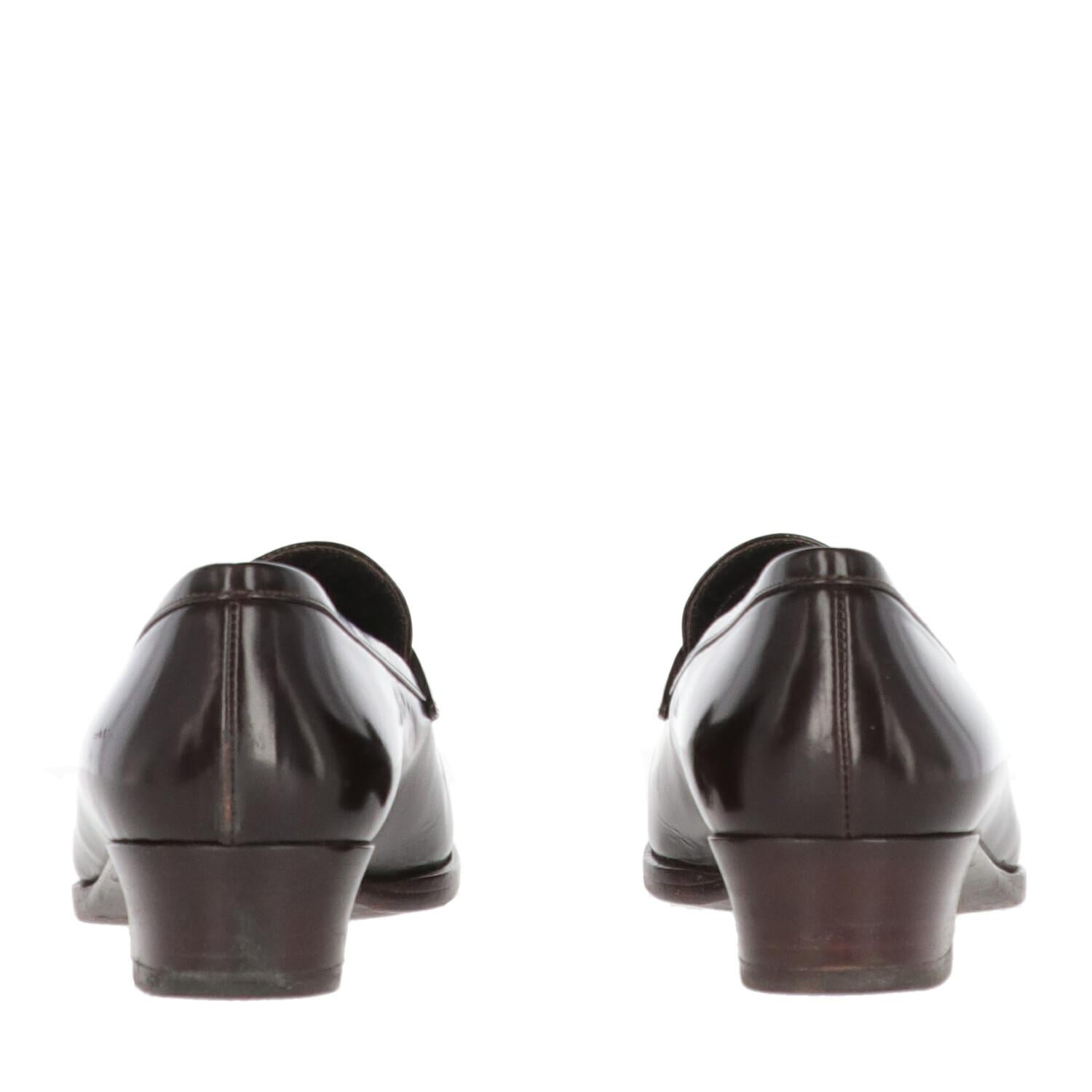 brown heel loafers
