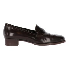 Retro 1990s Prada Dark Brown Low Heel Loafers