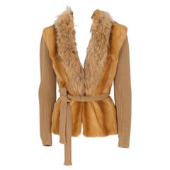 1990s Prada Fox Fur, Kolinsky Fur and Beige Wool Sweater