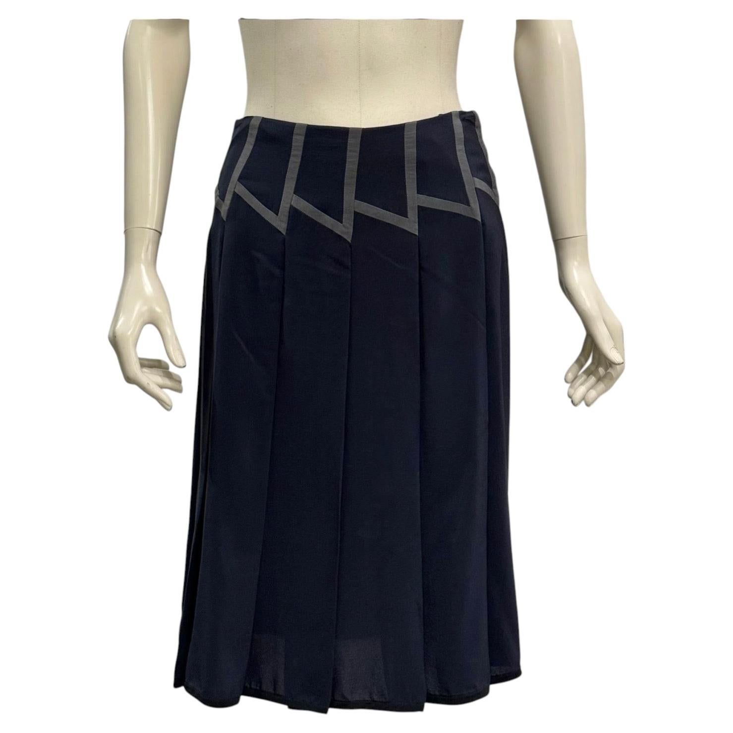1990s Prada geometric pleated midi skirt