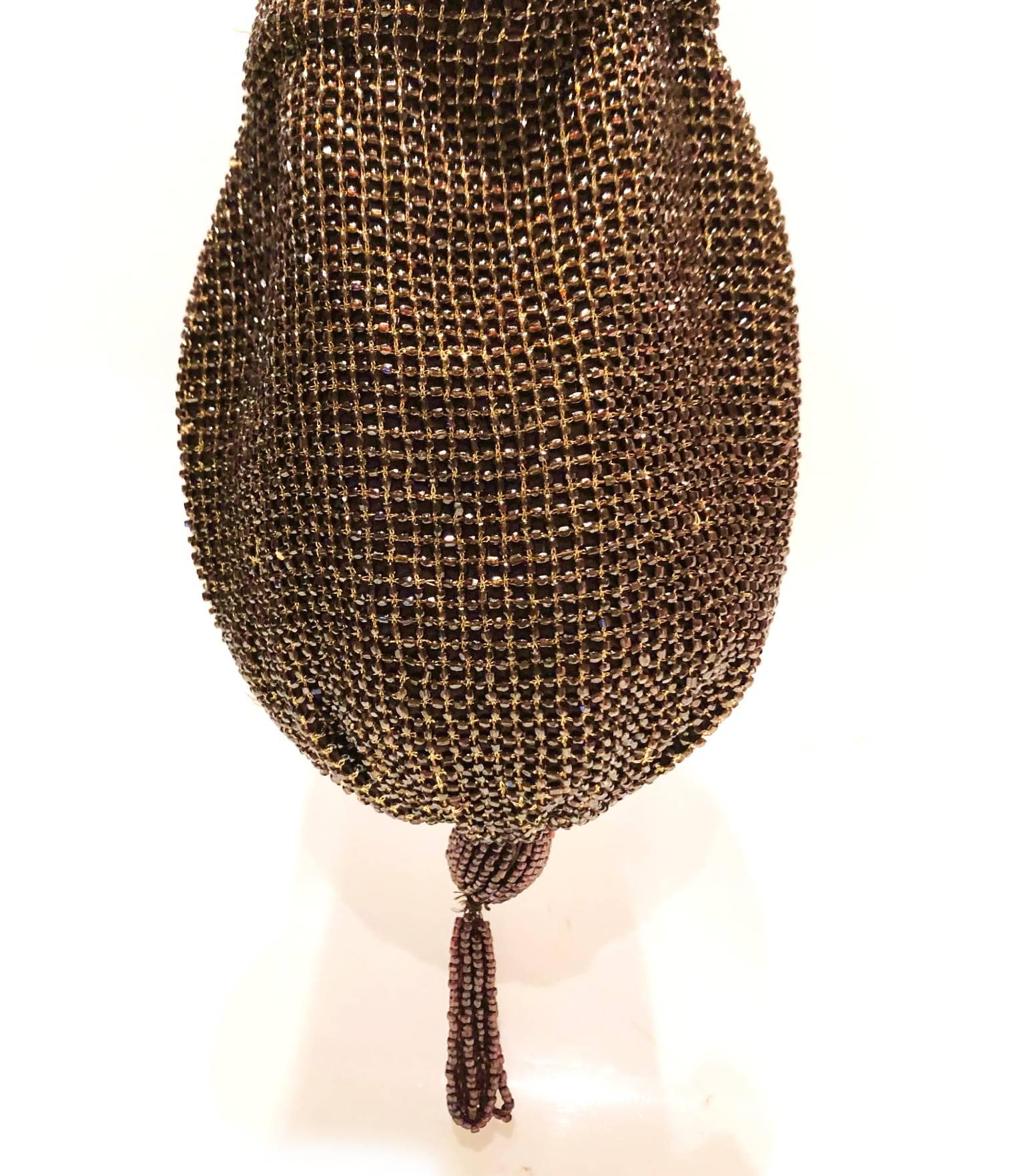 Brown 1990s PRADA GOLD CRYSTAL MINI BAG