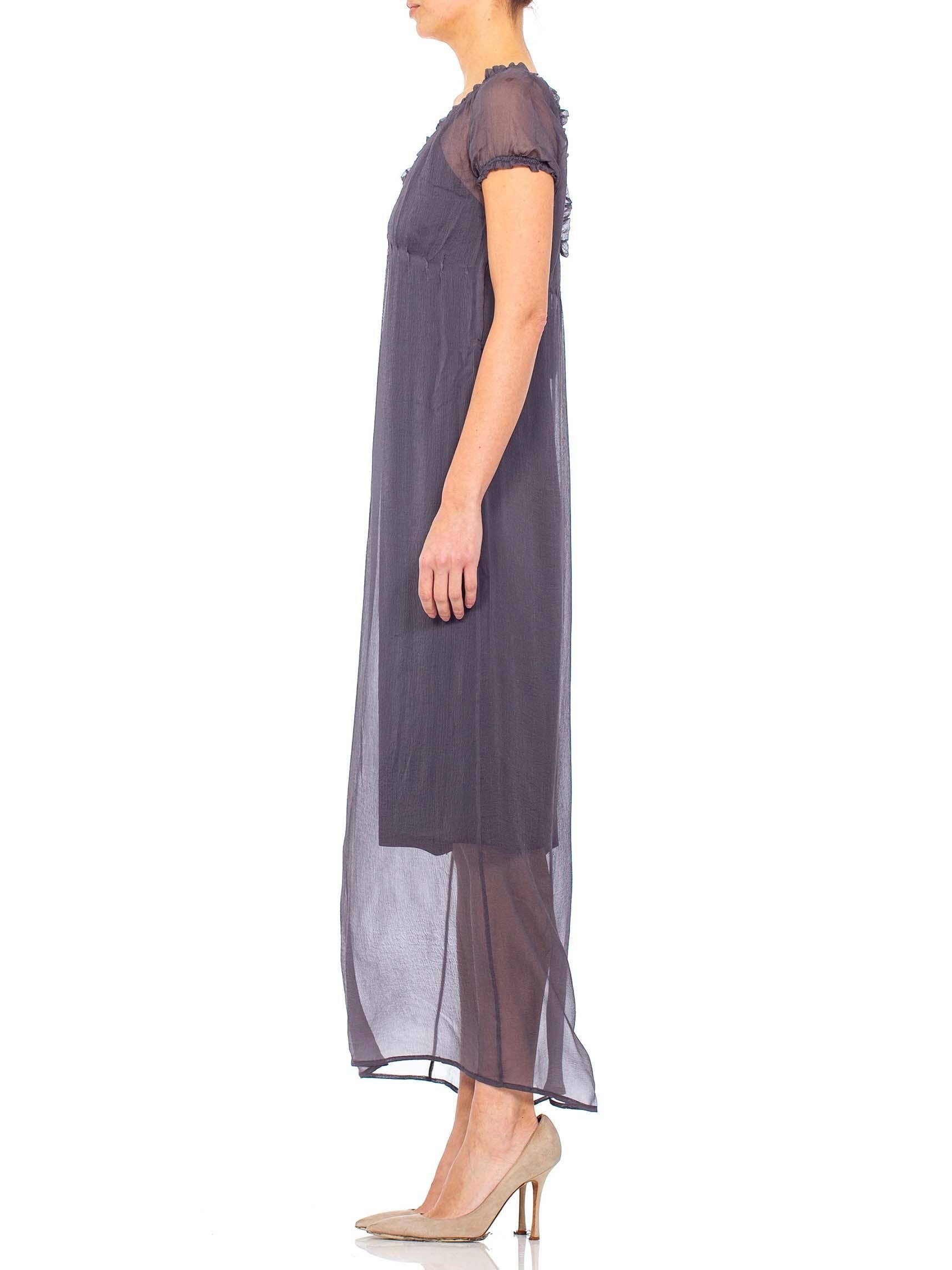 Gray 1990s PRADA Grey Sheer Silk Chiffon Dress With Slip 