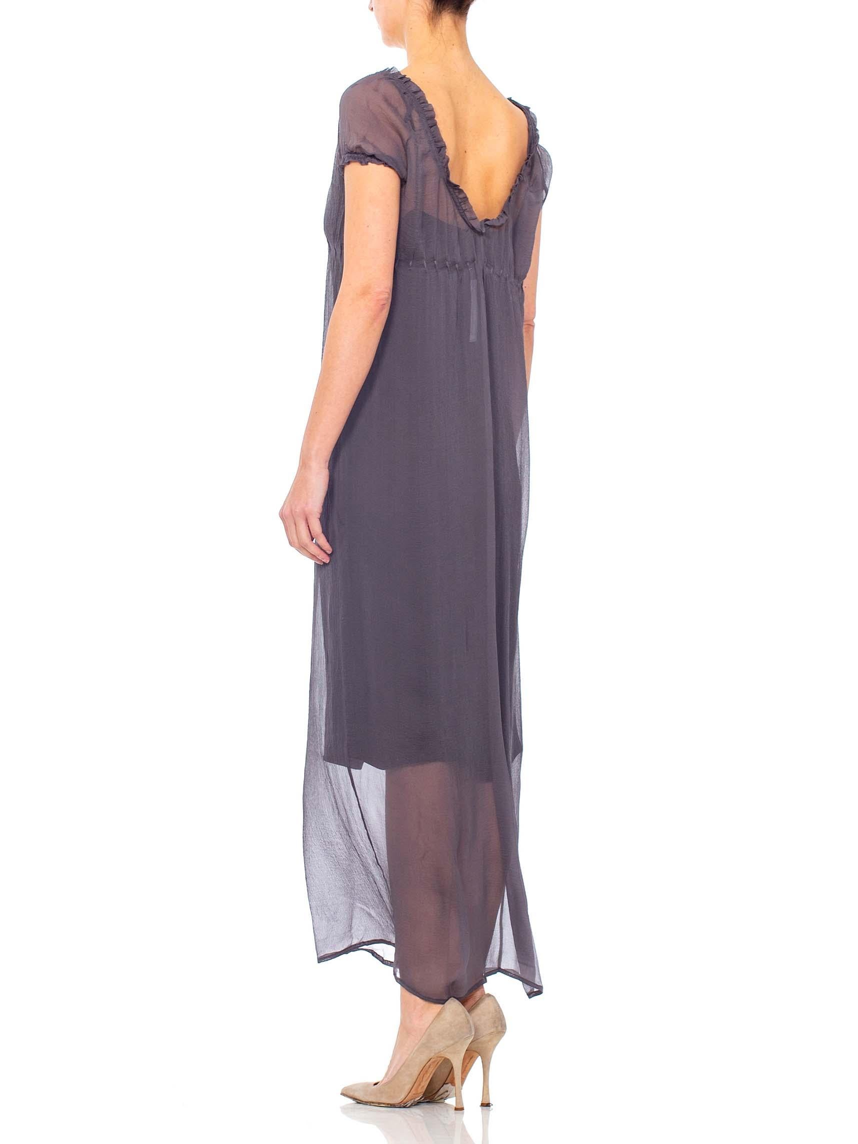 1990s PRADA Grey Sheer Silk Chiffon Dress With Slip  4
