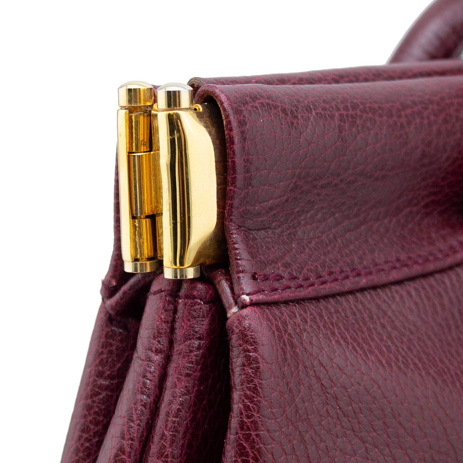 Women's or Men's 1990s Prada Maroon Leather Clutch with Small Handles