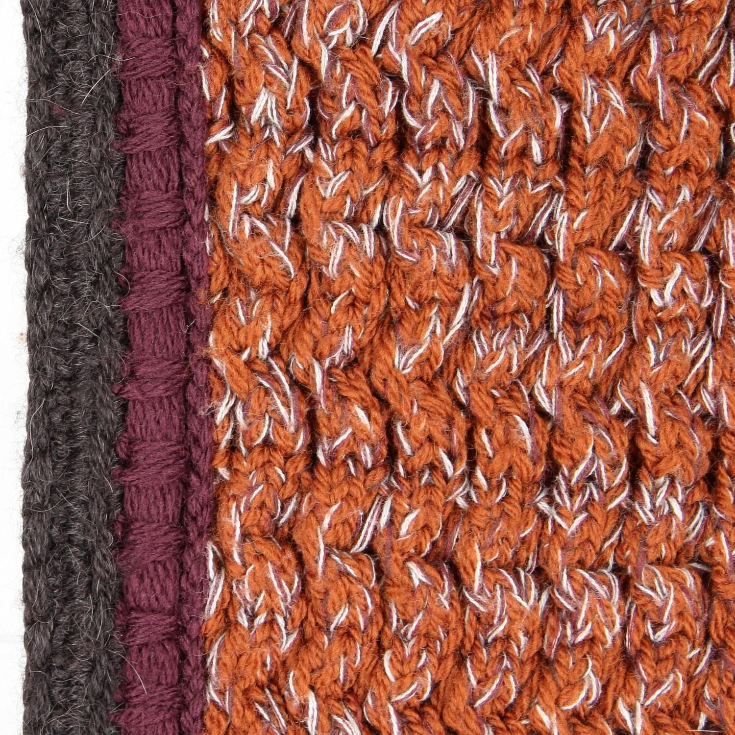 1990s Prada Marten Fur and Orange Rust Wool Cape Sweater 1