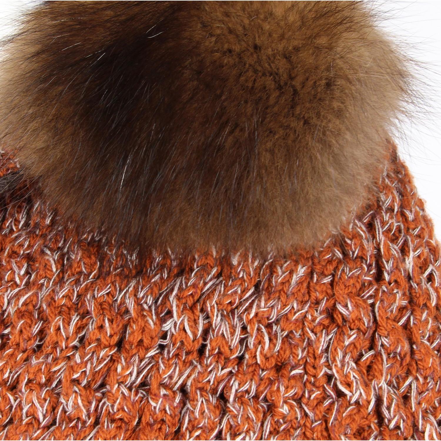 1990s Prada Marten Fur and Orange Rust Wool Cape Sweater 2