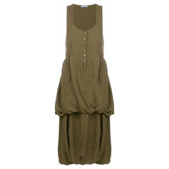 1990s Prada Military Green Sleeveless Dress