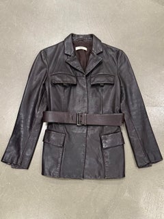 1990s Prada multipocket belted leather safari jacket