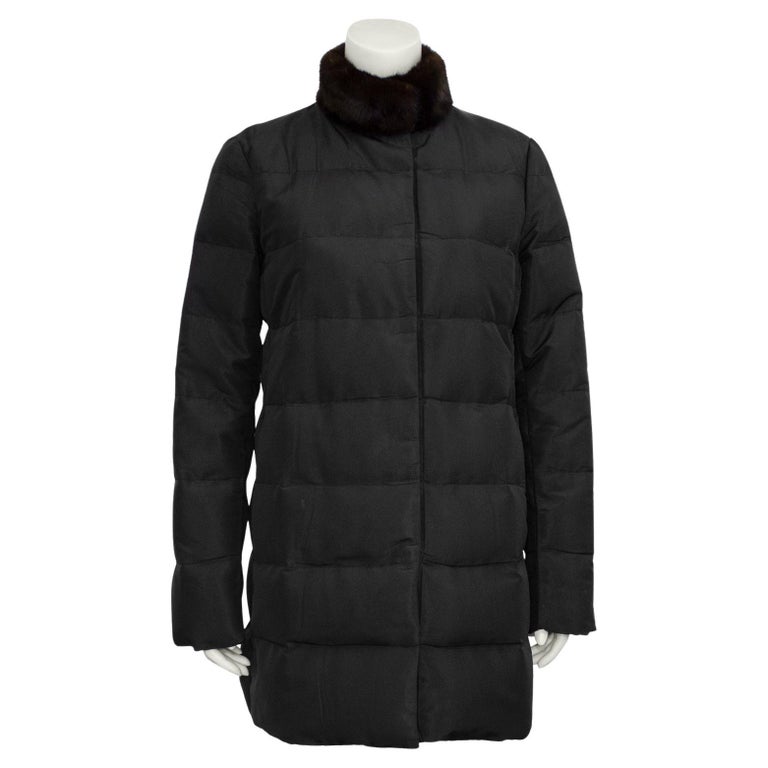 1990s Prada Nylon Puffer Coat with Mink Collar For Sale at 1stDibs 