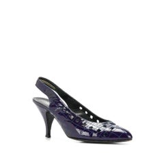 1990s Prada Patent Blue Heel Shoes
