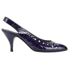 1990s Prada Patent Blue Heel Shoes