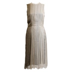 1990s Prada Pleated Taupe Chiffon Ombre Dress