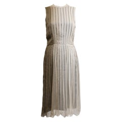 1990s Prada Pleated Taupe Chiffon Ombre Dress 