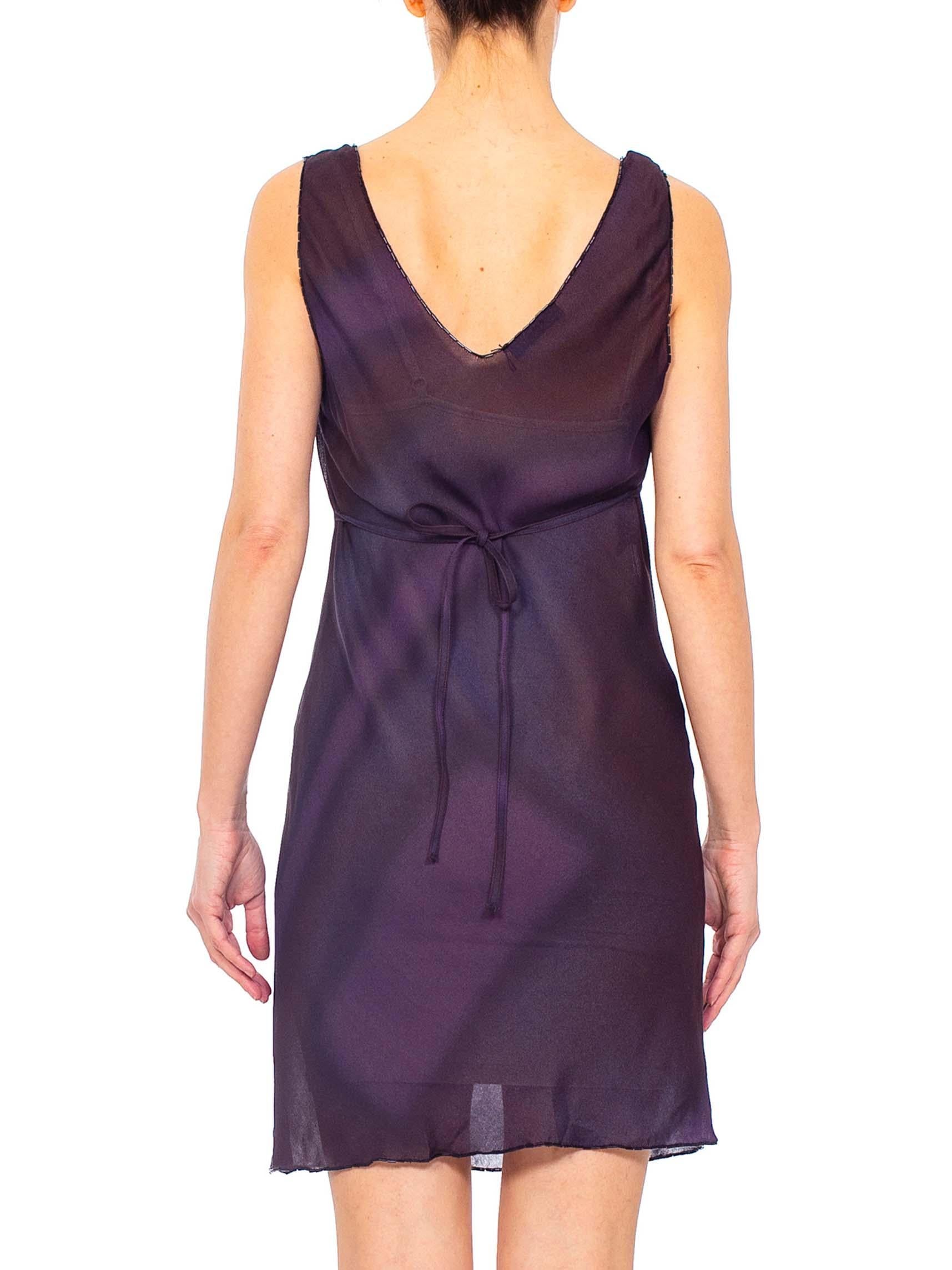 1990s PRADA Purple Beaded Silk Georgette Dress 5