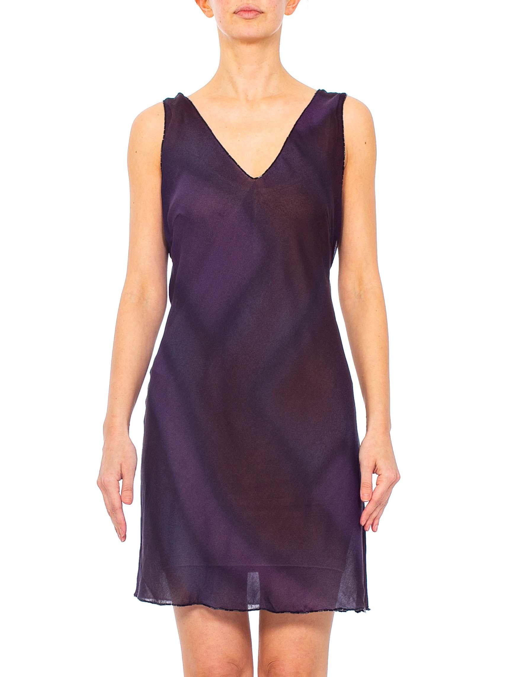 1990s PRADA Purple Beaded Silk Georgette Dress 