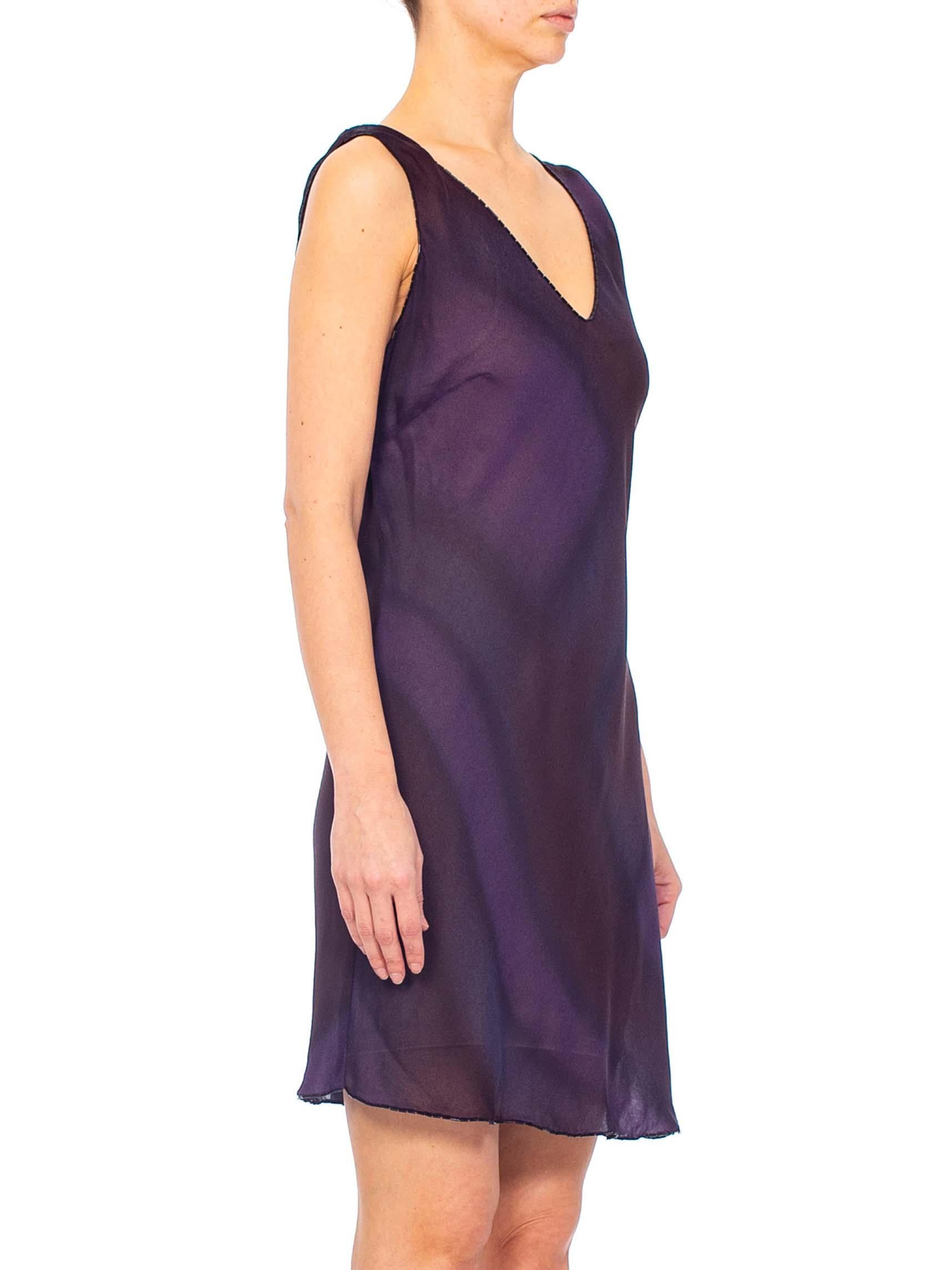 Women's 1990s PRADA Purple Beaded Silk Georgette Dress