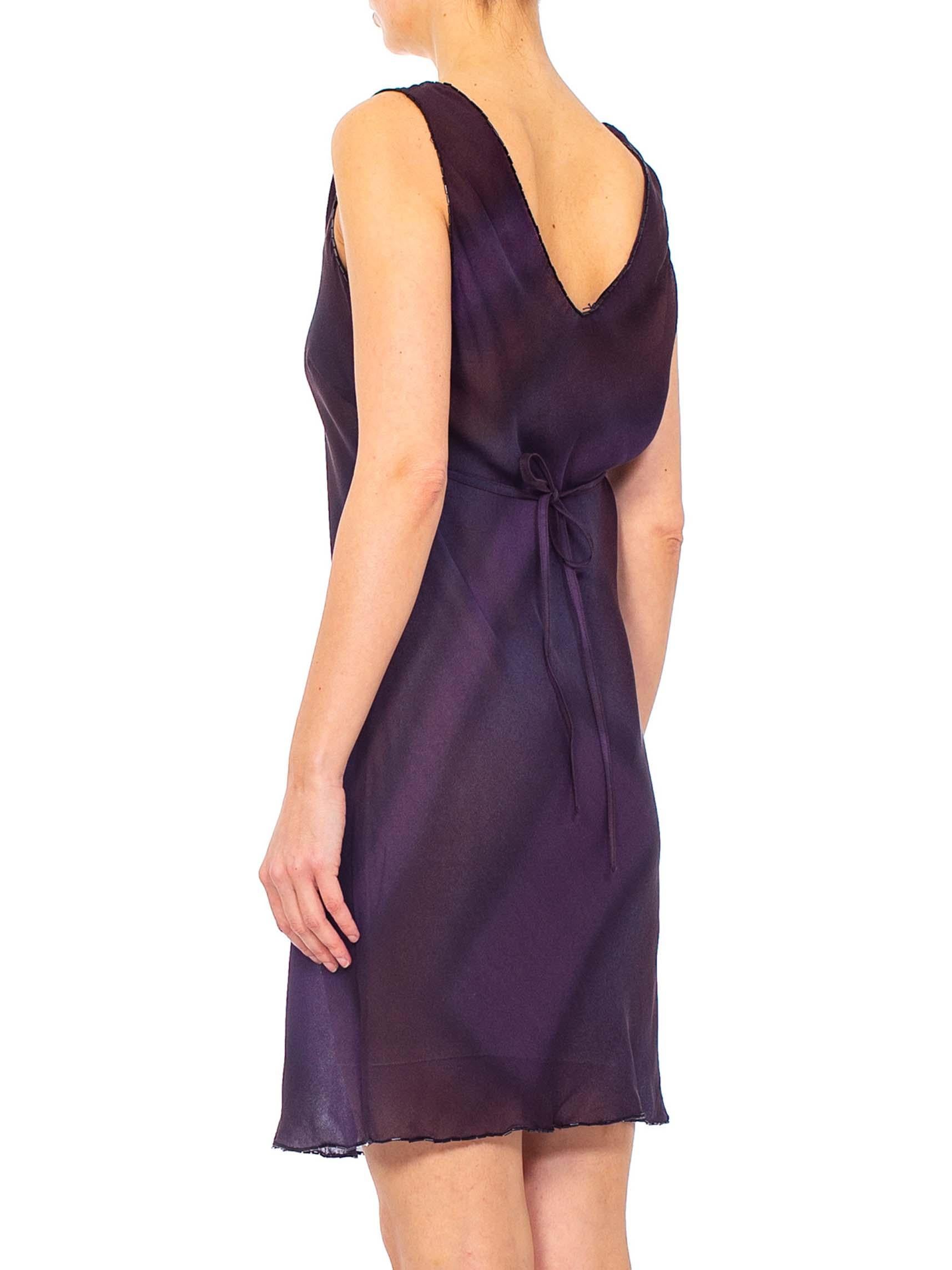 1990s PRADA Purple Beaded Silk Georgette Dress 1