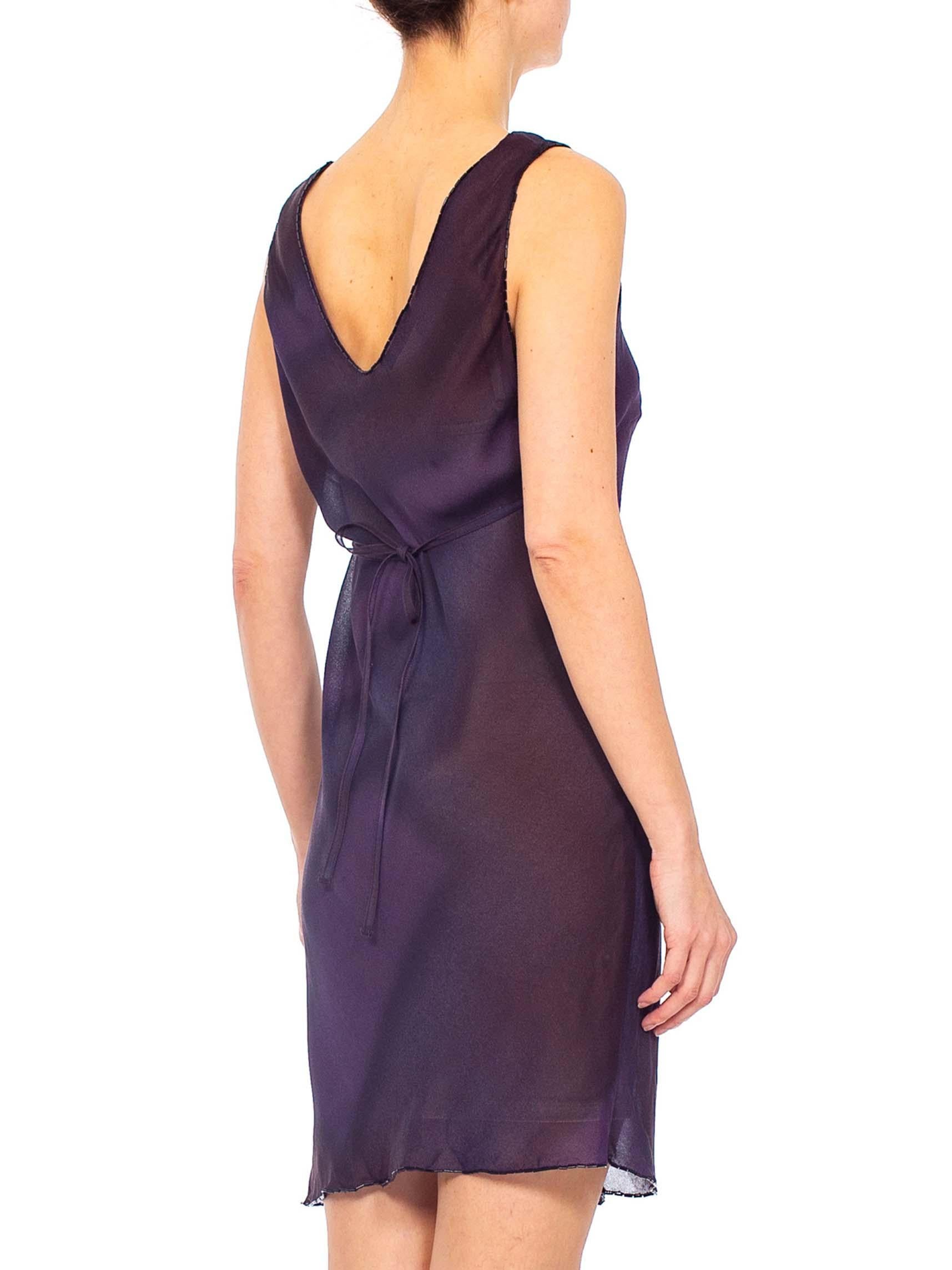 1990s PRADA Purple Beaded Silk Georgette Dress 3