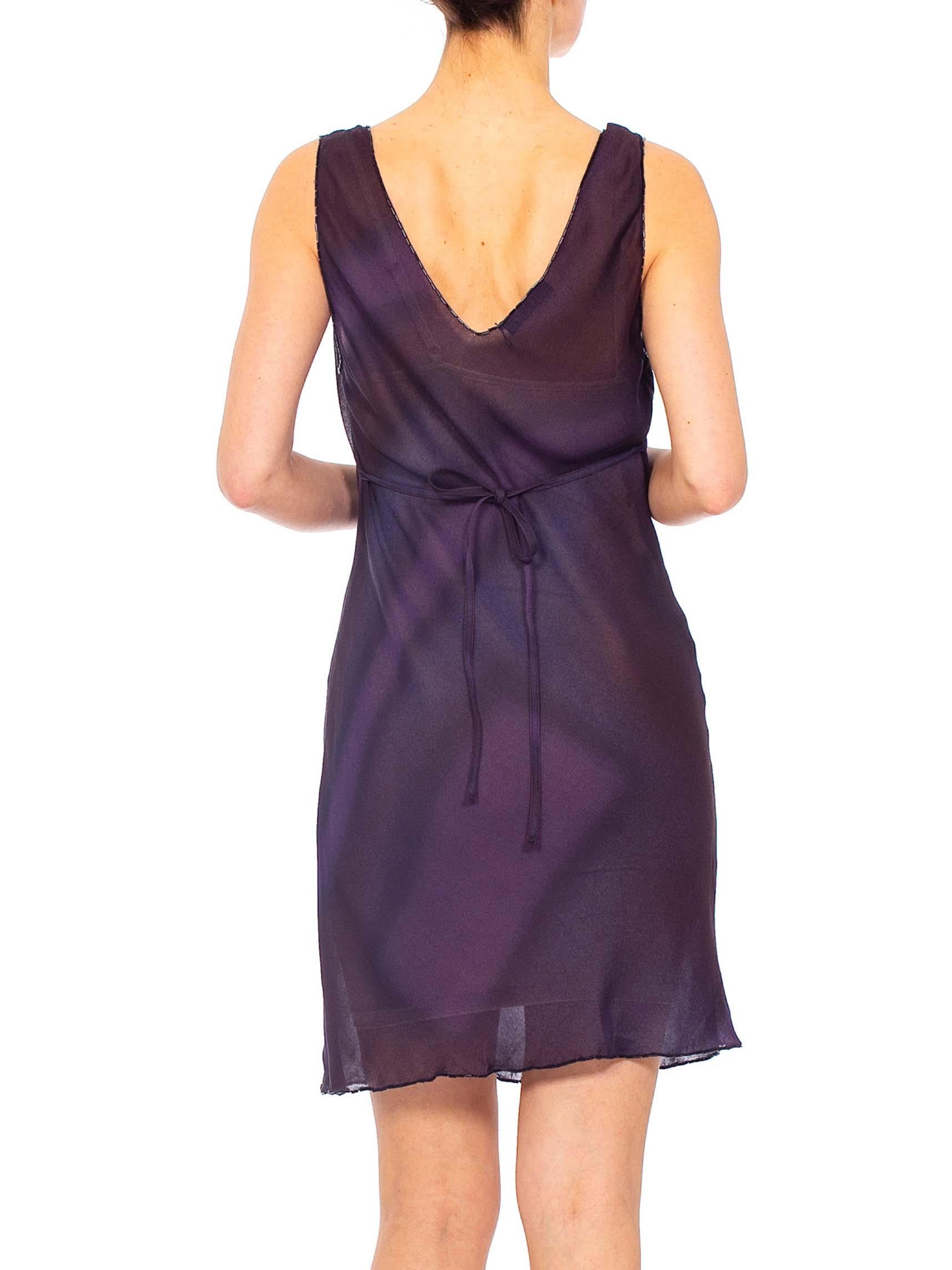 1990s PRADA Purple Beaded Silk Georgette Dress 4