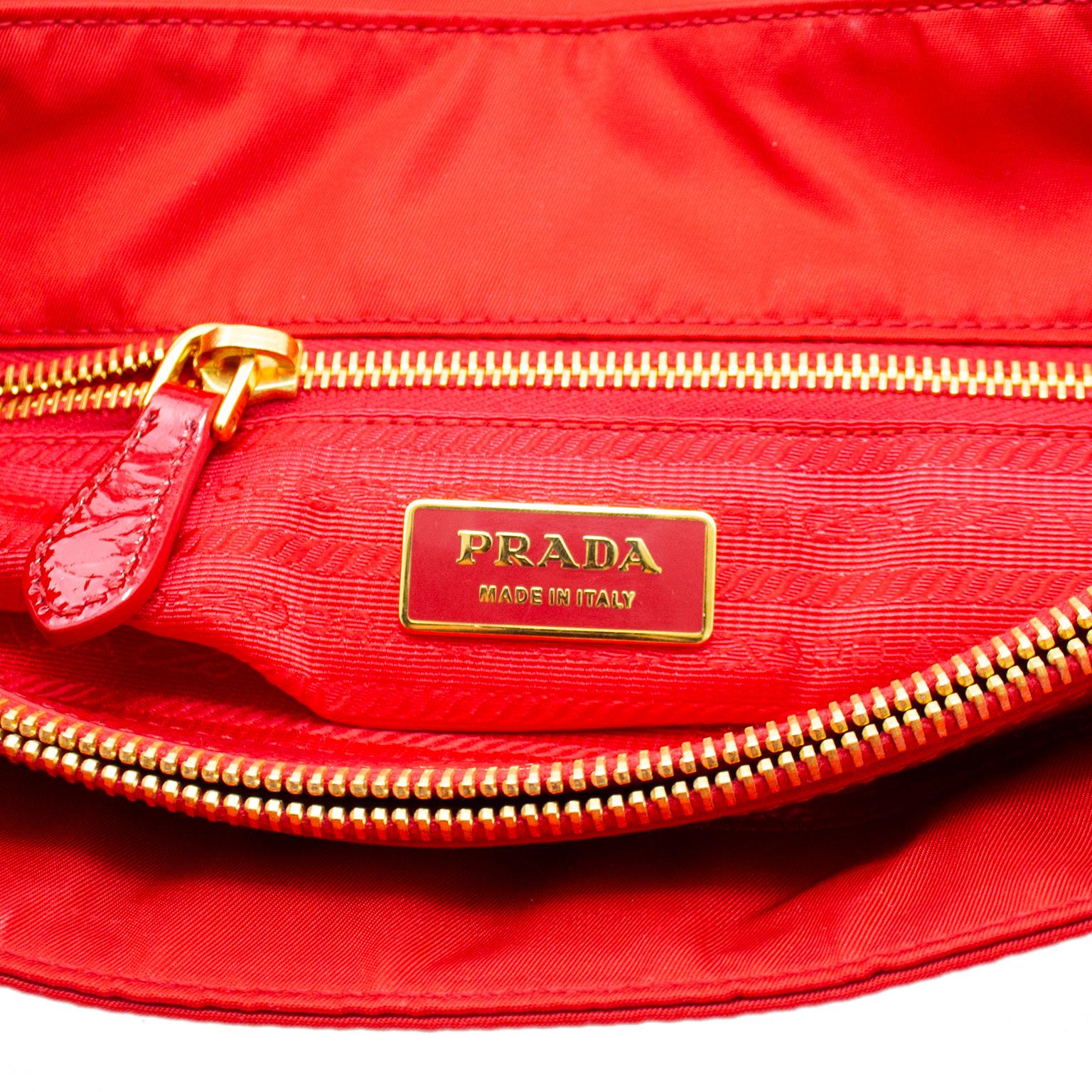 Women's 1990s Prada Red Nylon Medium Tote Bag