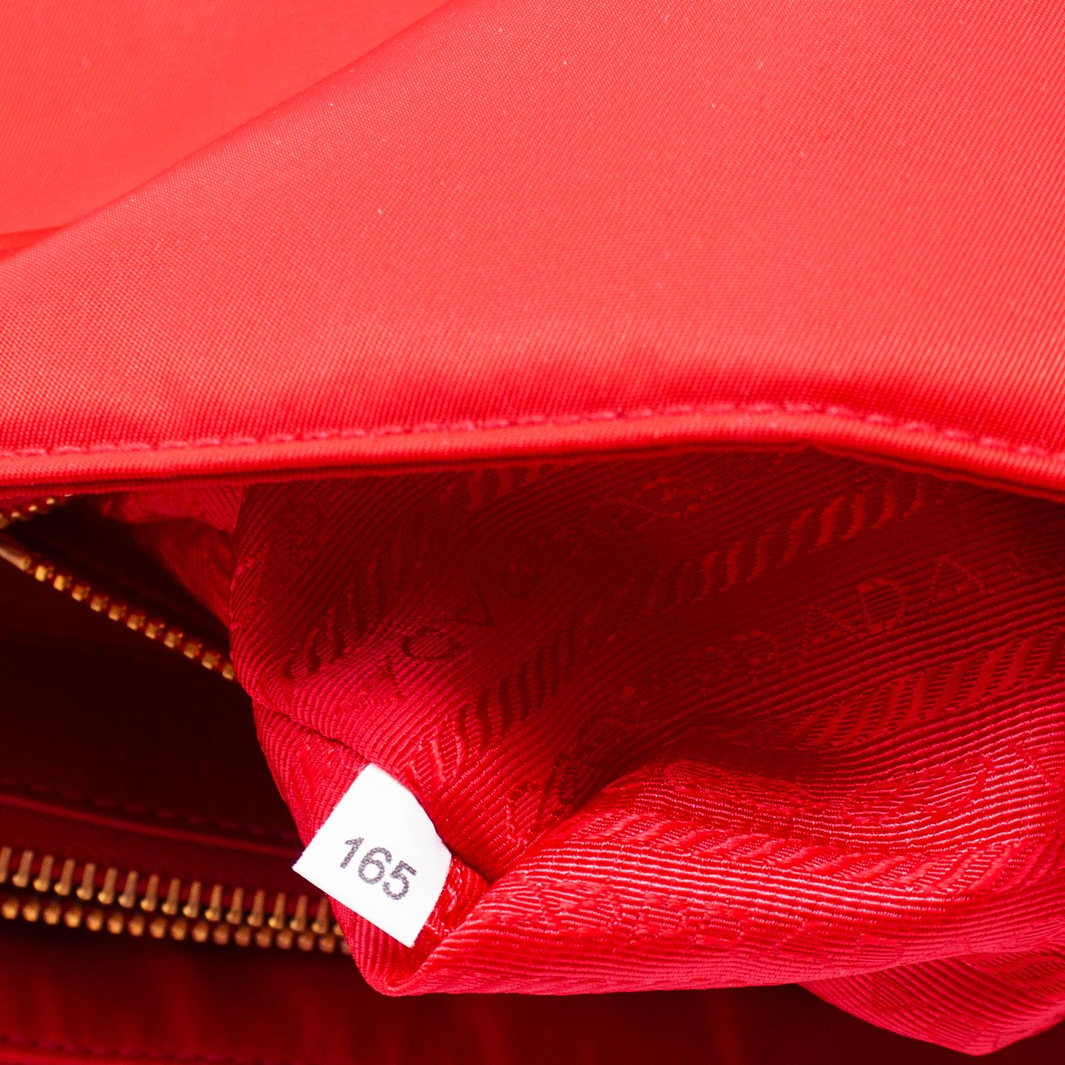 1990s Prada Red Nylon Medium Tote Bag 1