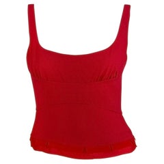 1990s Prada Red Silk Chiffon Trim Bustier Crop Top