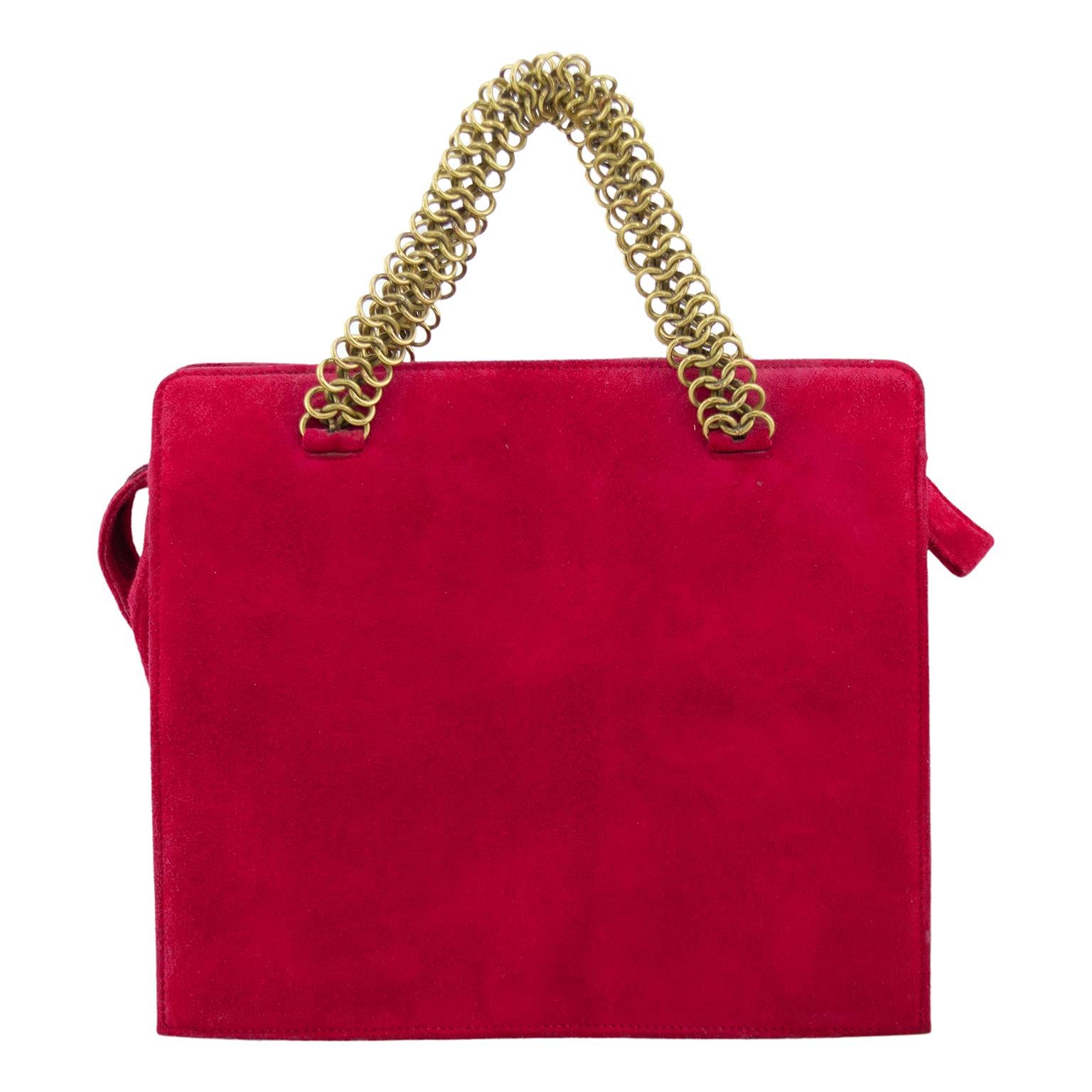 prada red bag with gold chain