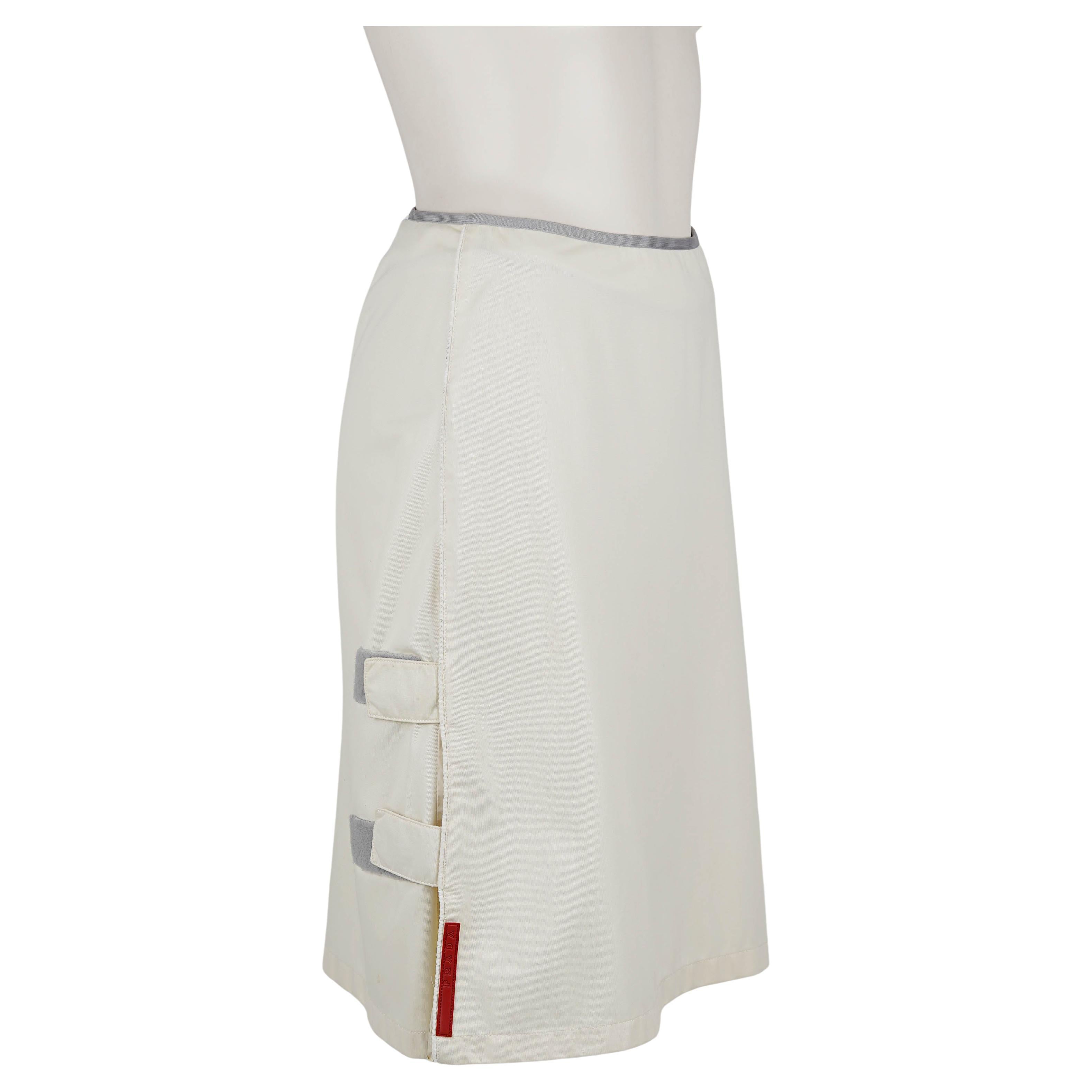 This archival skirt from Prada Sport captures the sleek, utilitarian aesthetic that defined Miuccia Prada’s work in the 1990s. Known for blending functionality with intellectual minimalism, Prada Sport offered technical pieces that bridged fashion