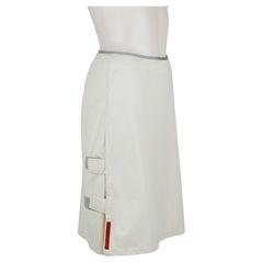 1990s Prada Sport Off-White Technical Nylon Skirt - IT 40