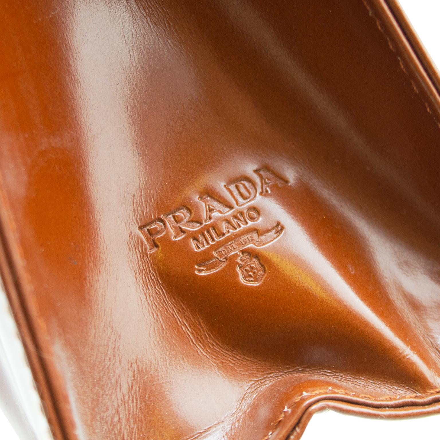 Women's 1990s Prada Terracotta Patent Leather Clutch 