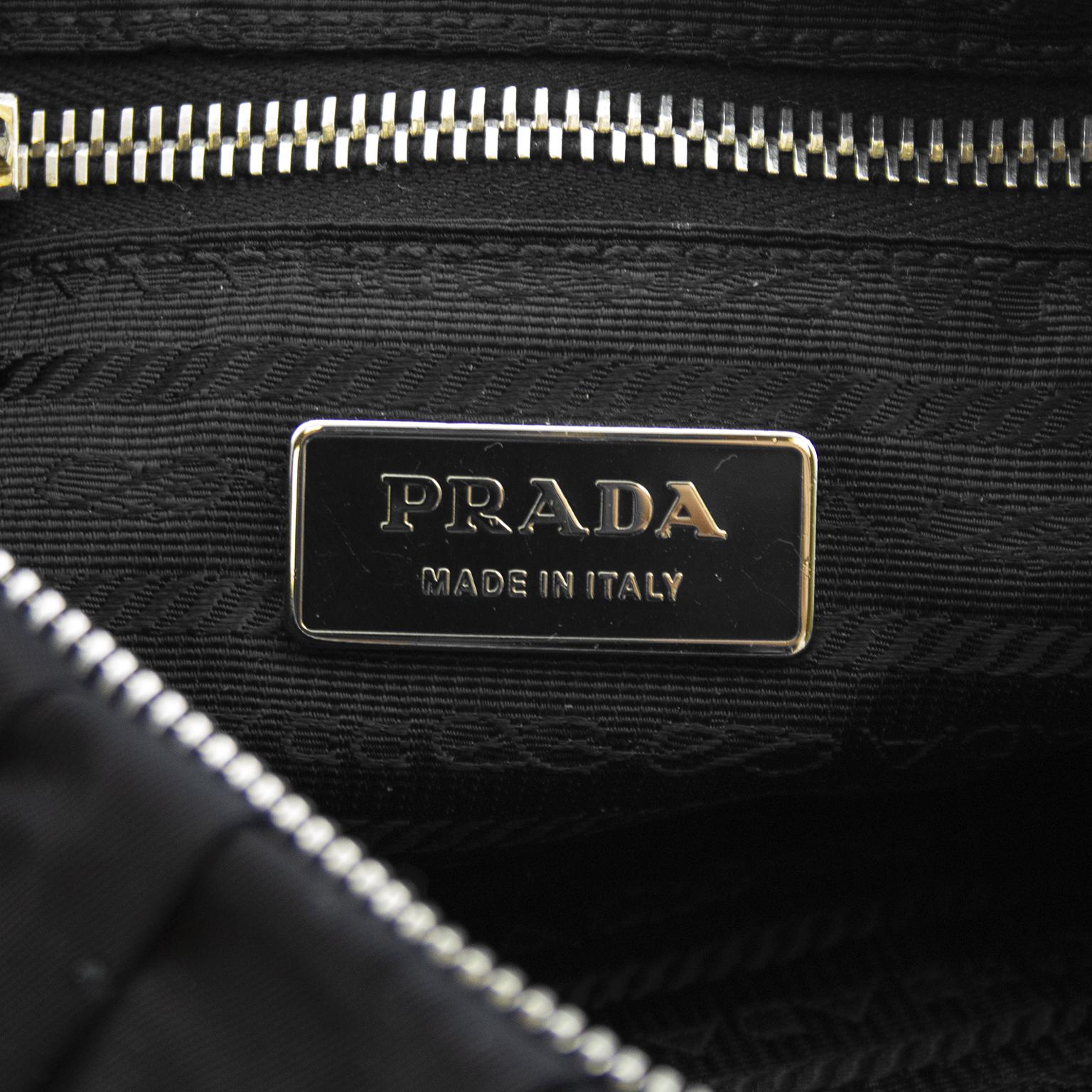 Black 1990s Prada Tessuto Nylon Embellished Bag