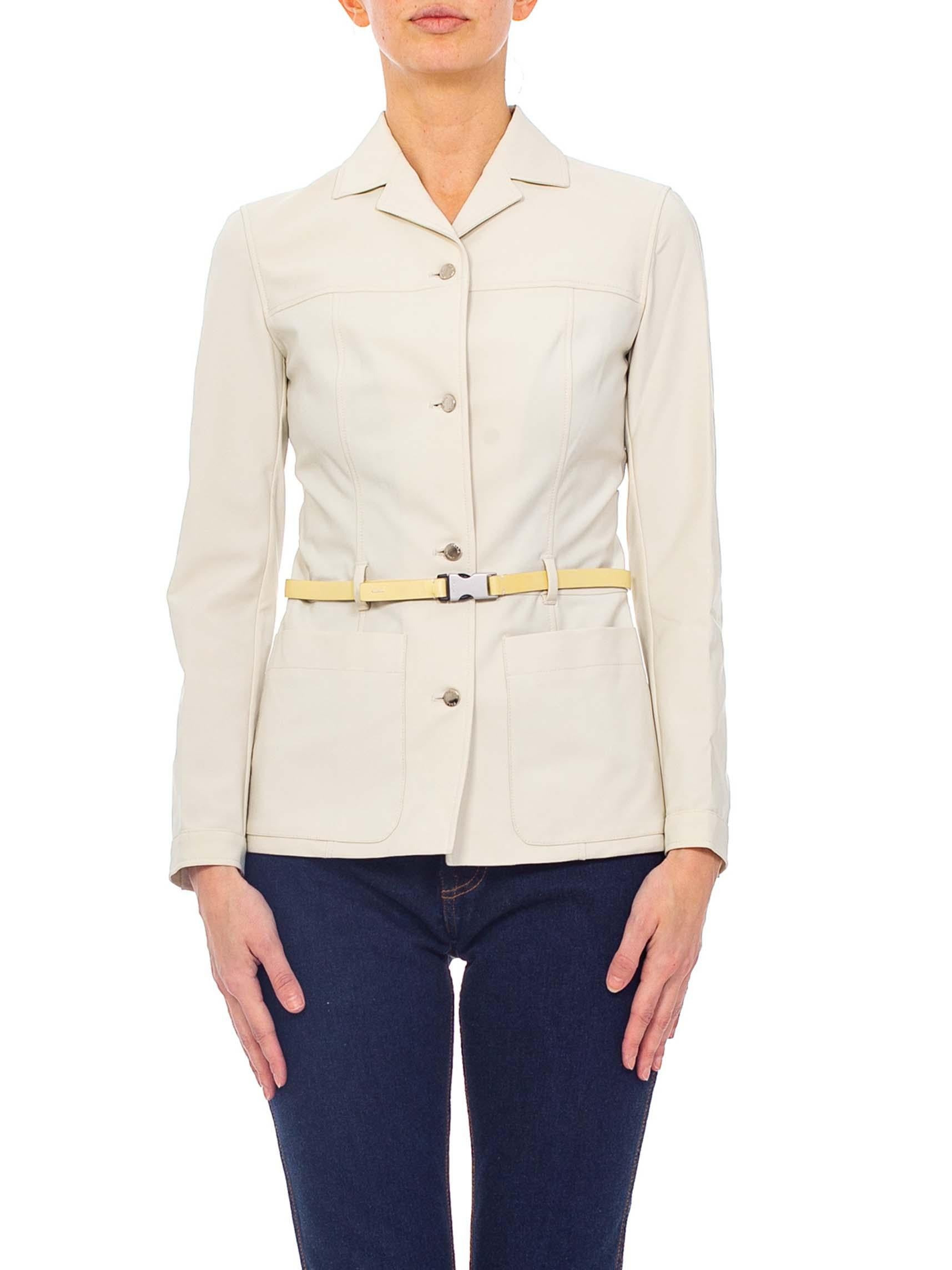 1990s PRADA White Deadstock Jacket With Belt 