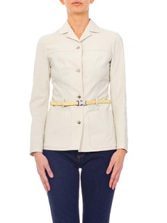 1990s PRADA White Deadstock Jacket With Belt