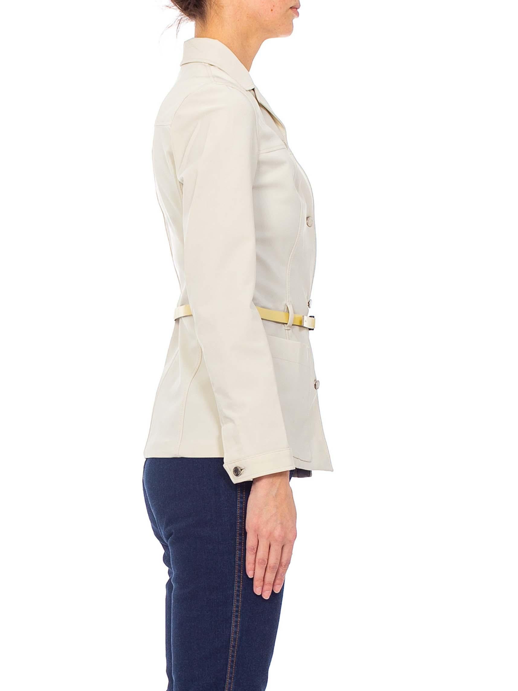 Women's 1990s PRADA White Deadstock Jacket With Belt