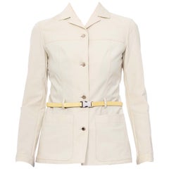 1990s PRADA White Deadstock Jacket With Belt