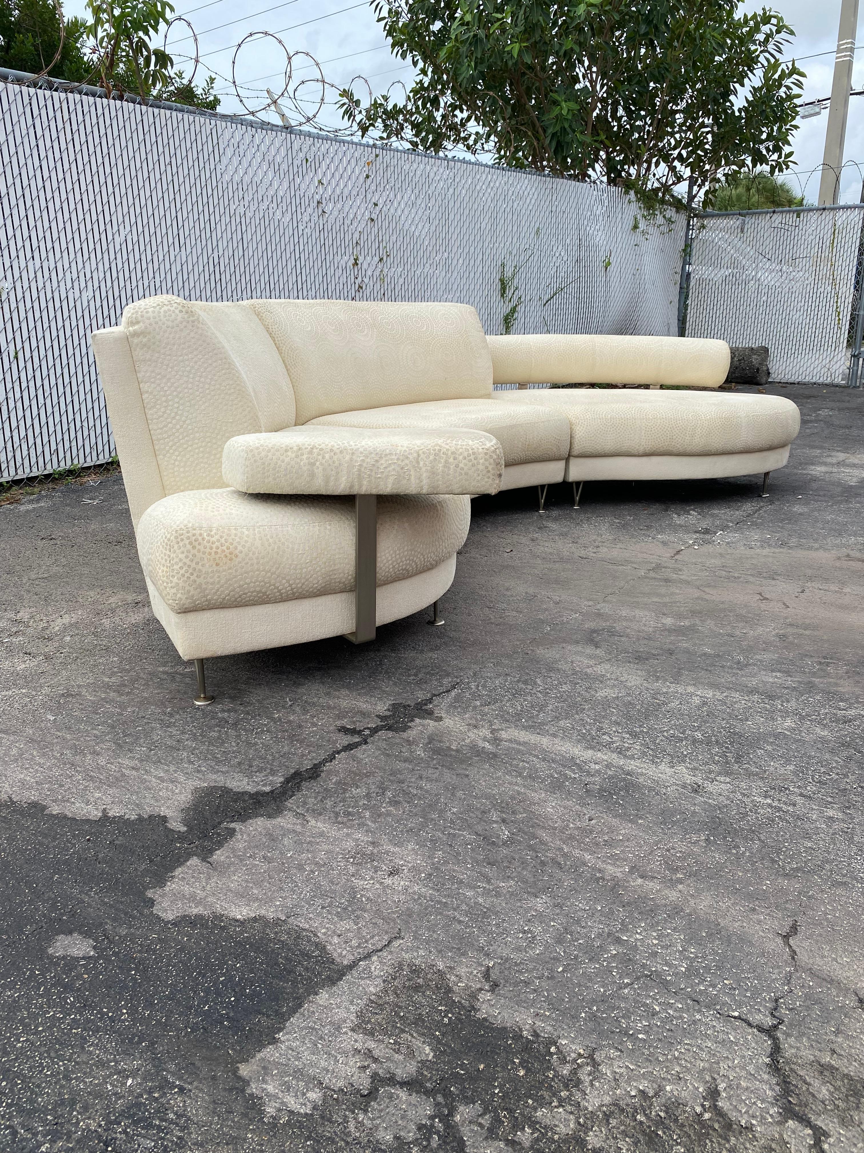 North American 1990s Preview Weiman Curved Serpentine Sectional For Sale