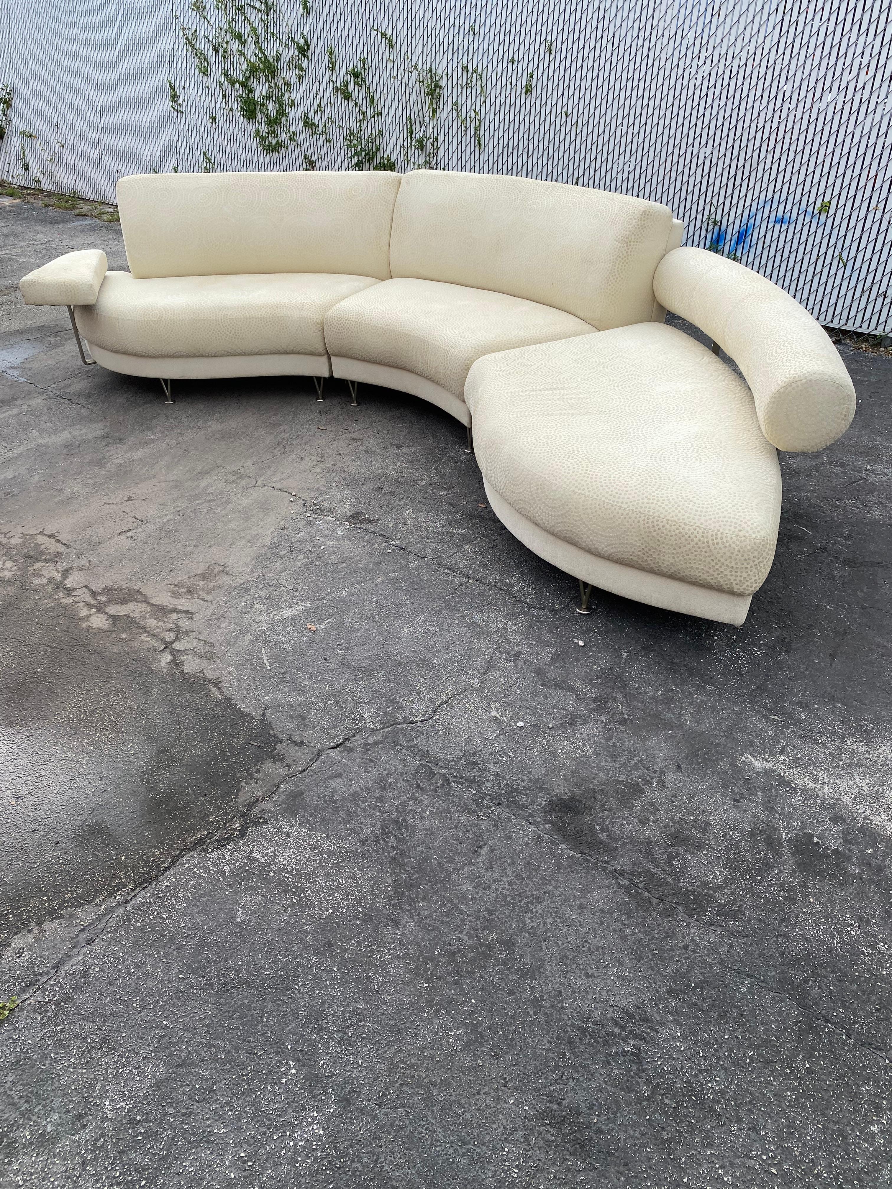 Metal 1990s Preview Weiman Curved Serpentine Sectional For Sale
