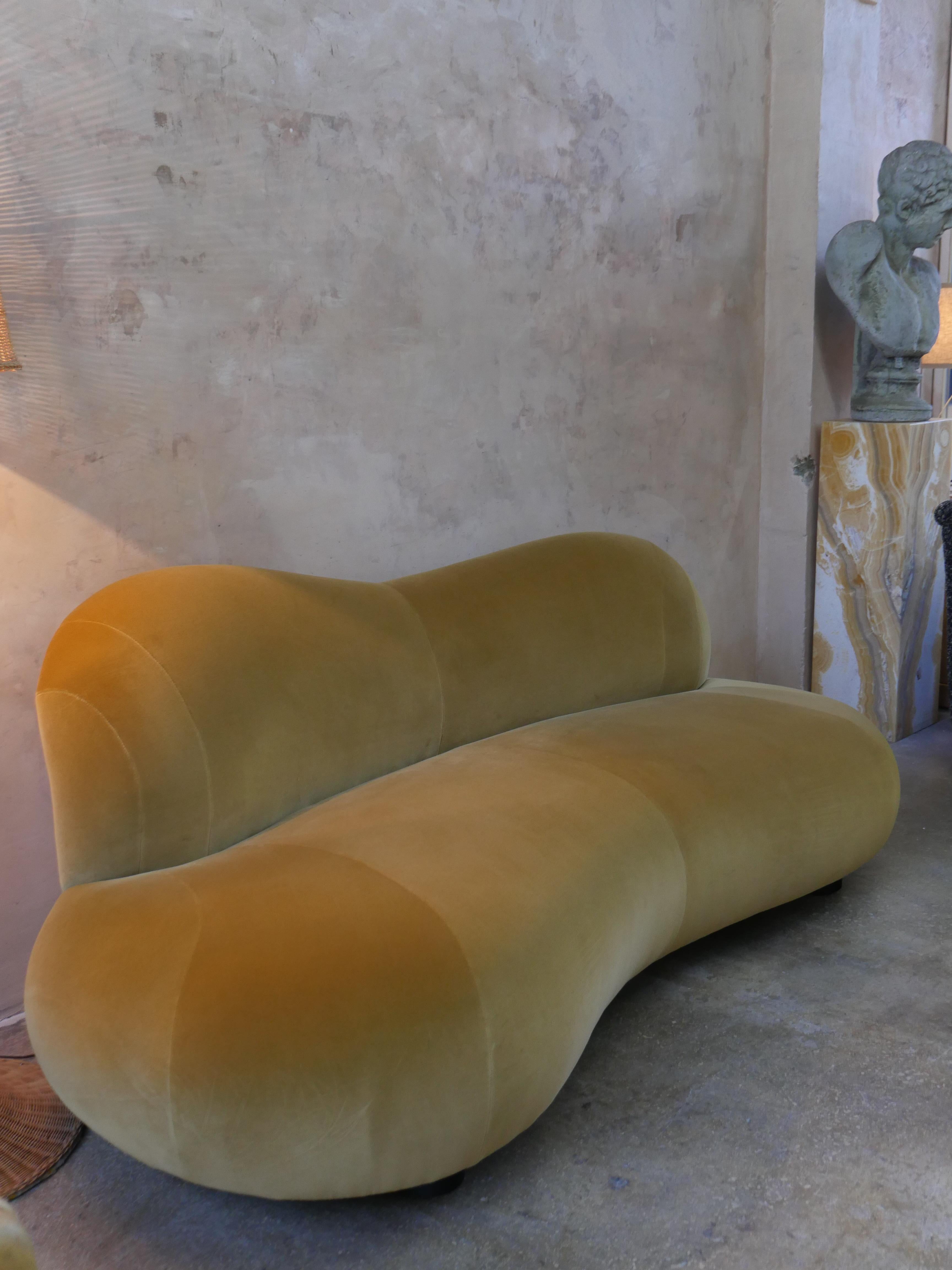 American 1990s Preview Organic Form Sofa in New Romo 100% Cotton Velvet For Sale