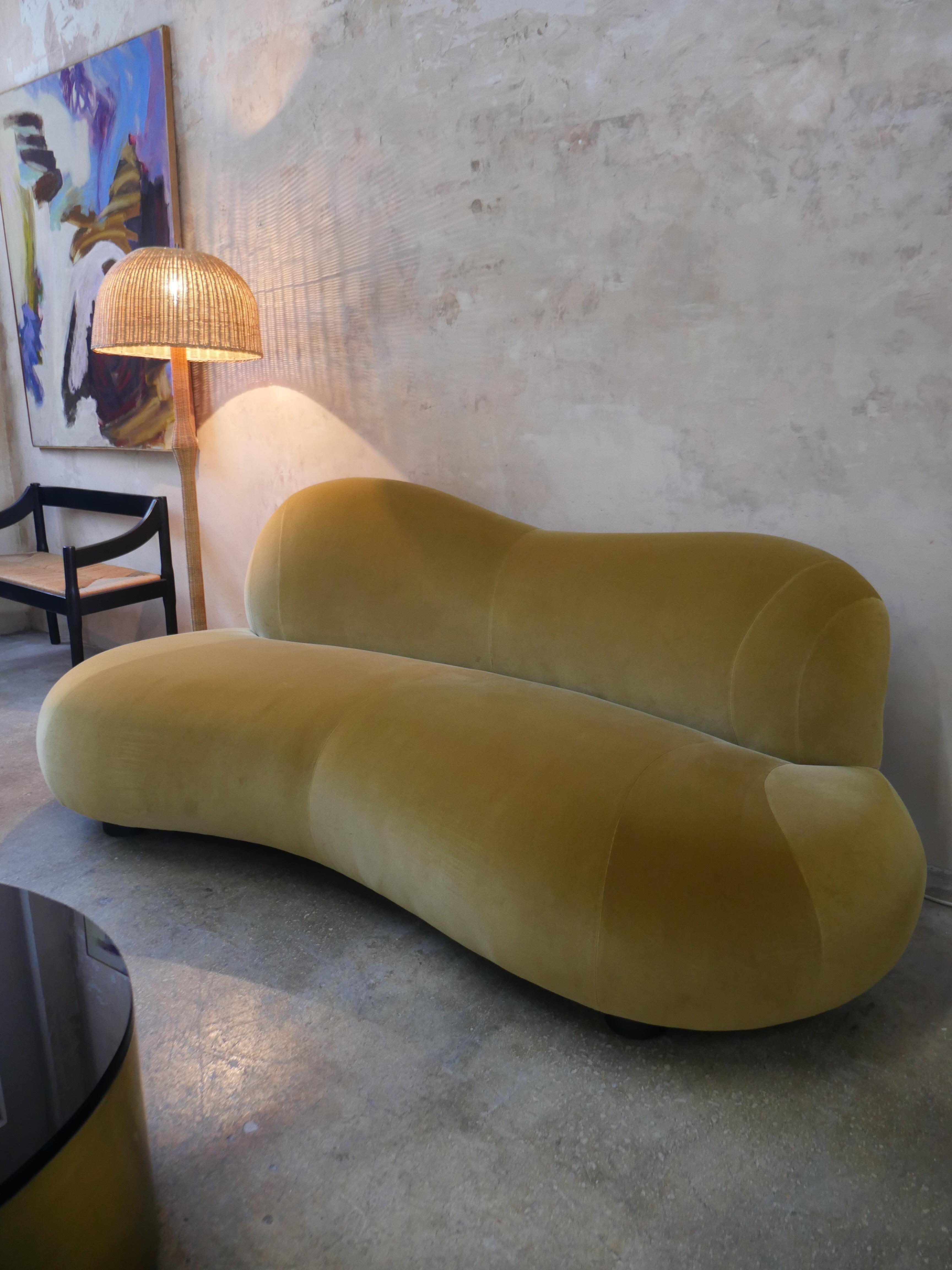 Late 20th Century 1990s Preview Organic Form Sofa in New Romo 100% Cotton Velvet For Sale