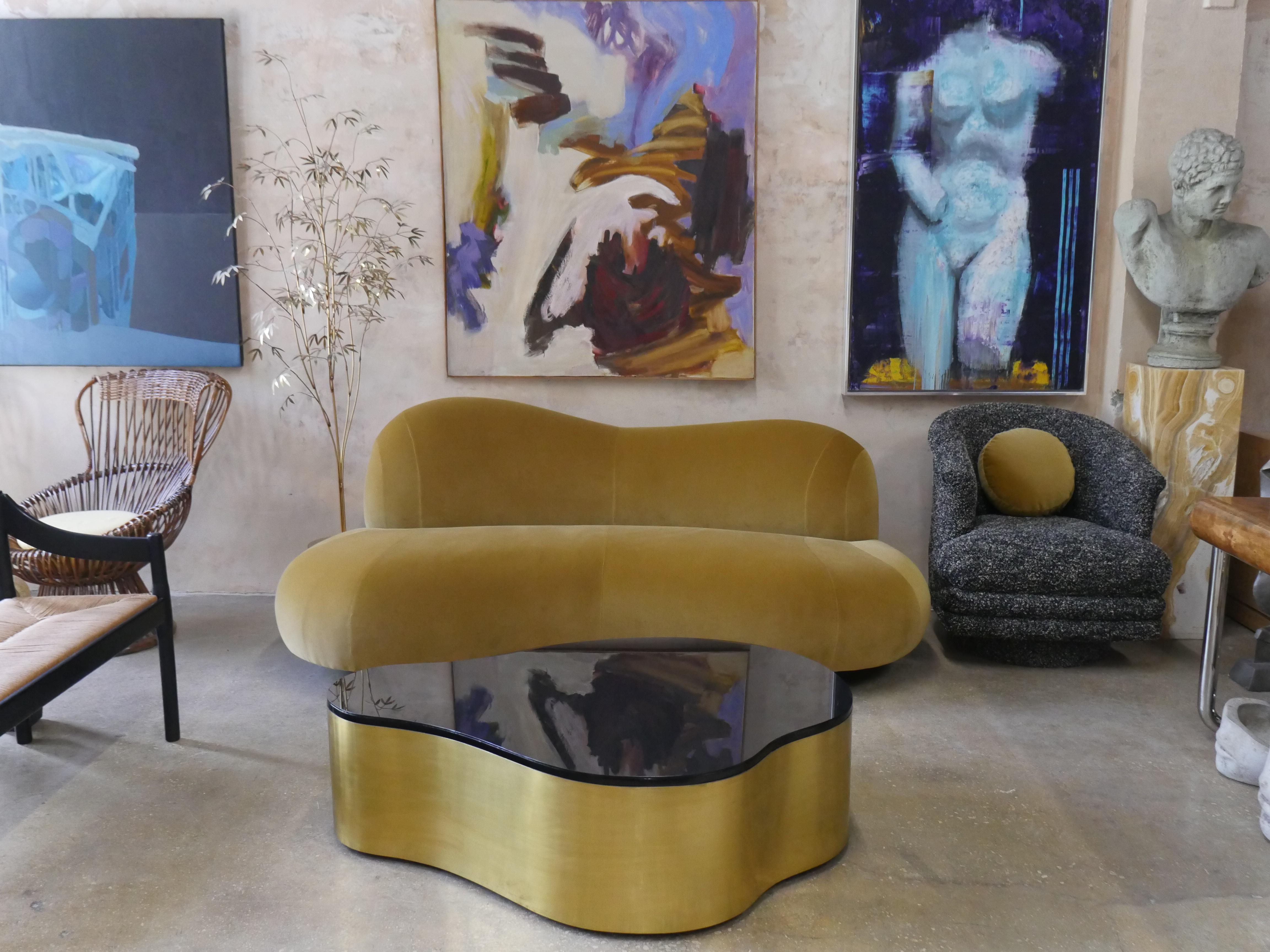 Chenille 1990s Preview Organic Form Sofa in New Romo 100% Cotton Velvet For Sale