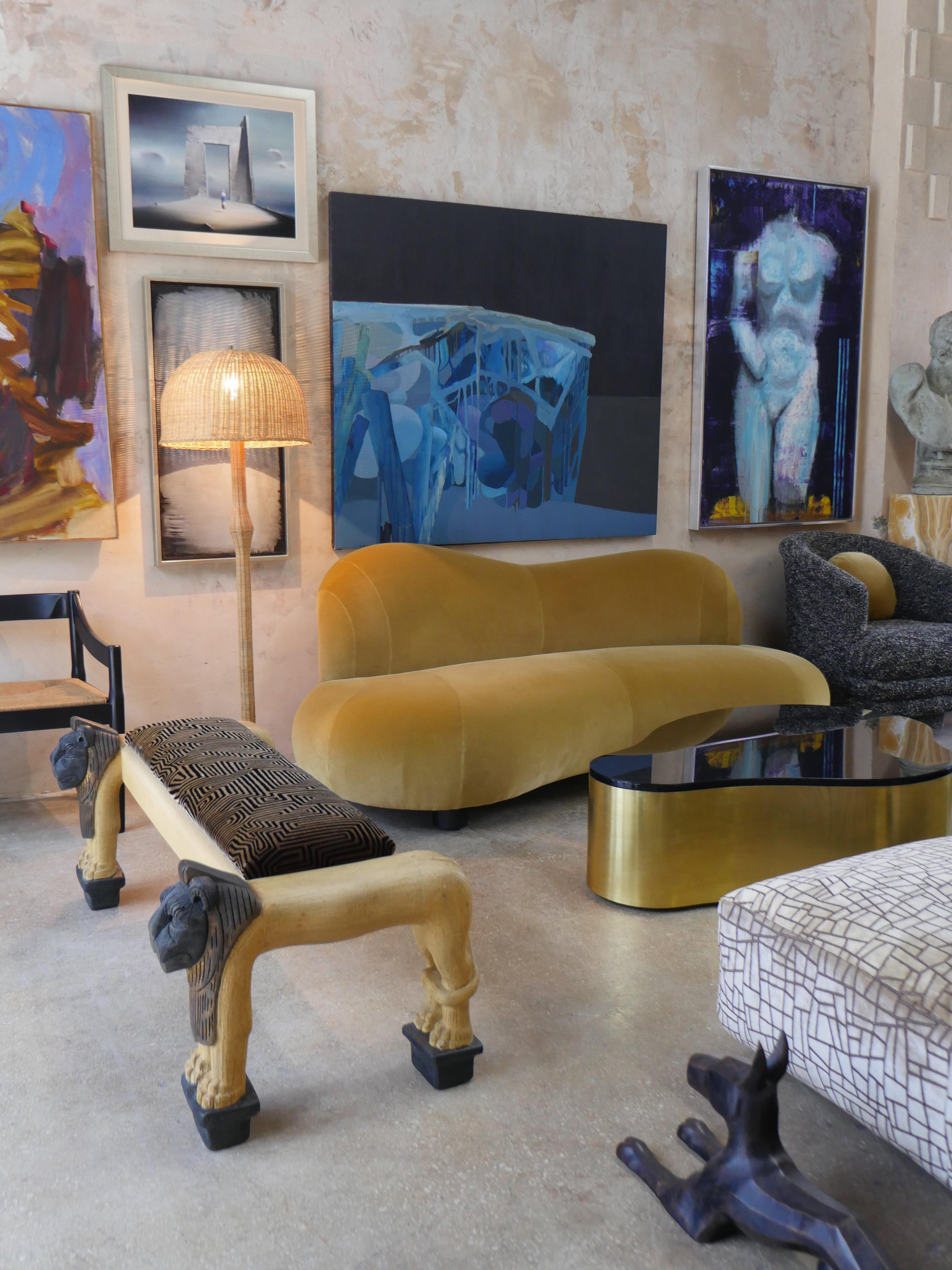 1990s Preview Organic Form Sofa in New Romo 100% Cotton Velvet For Sale 1