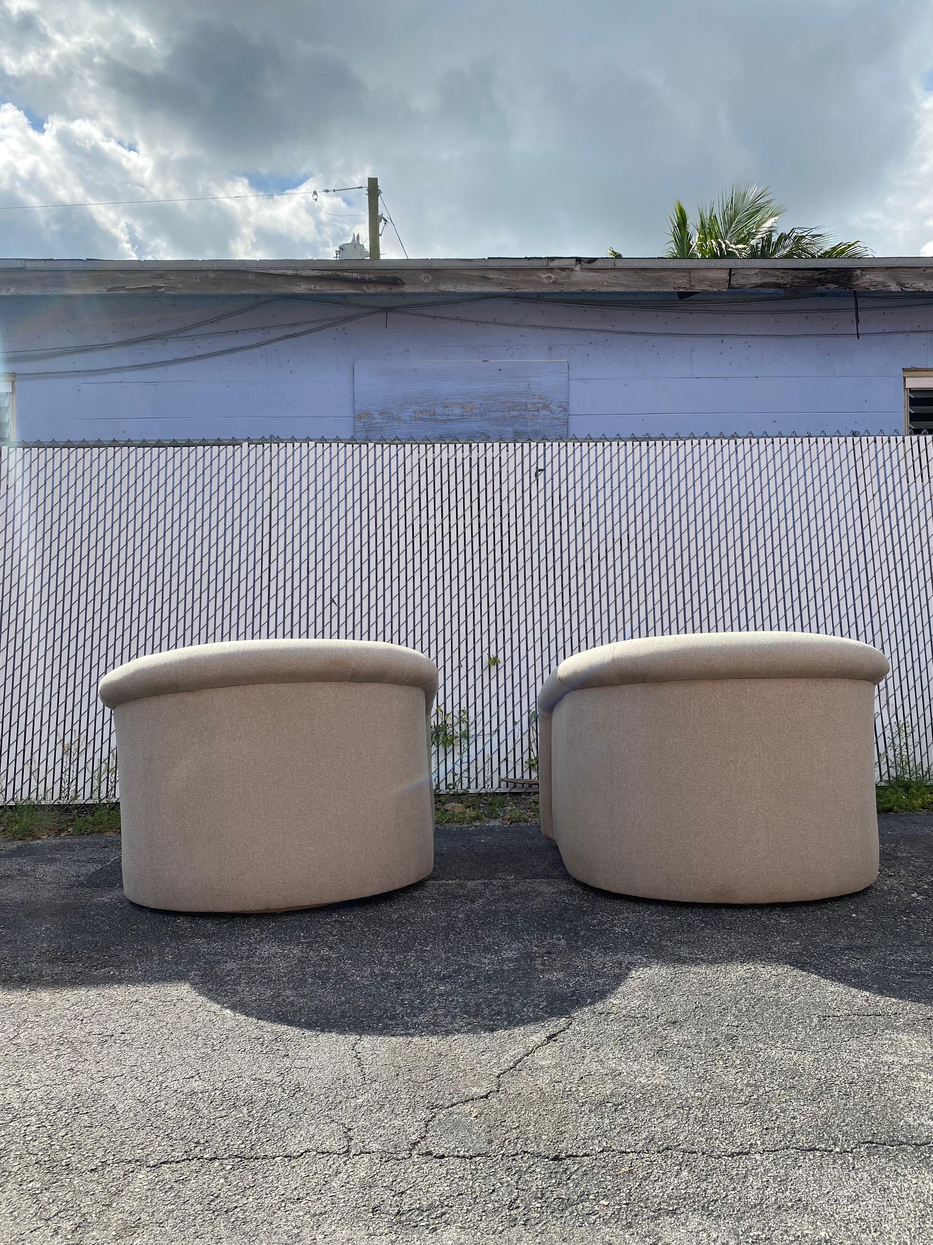 Upholstery 1990s Preview Oversized Cloud Tub Swivel Chairs, Set of 2