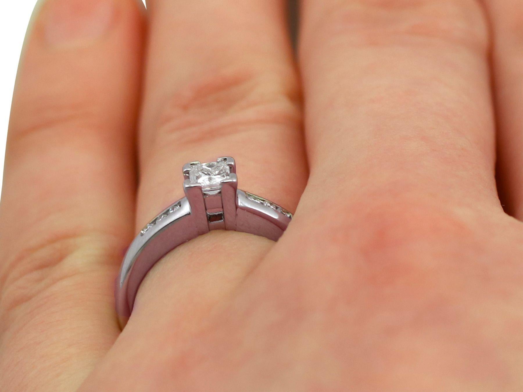 1990s Princess Cut Diamond and White Gold Solitaire Engagement Ring For Sale 2