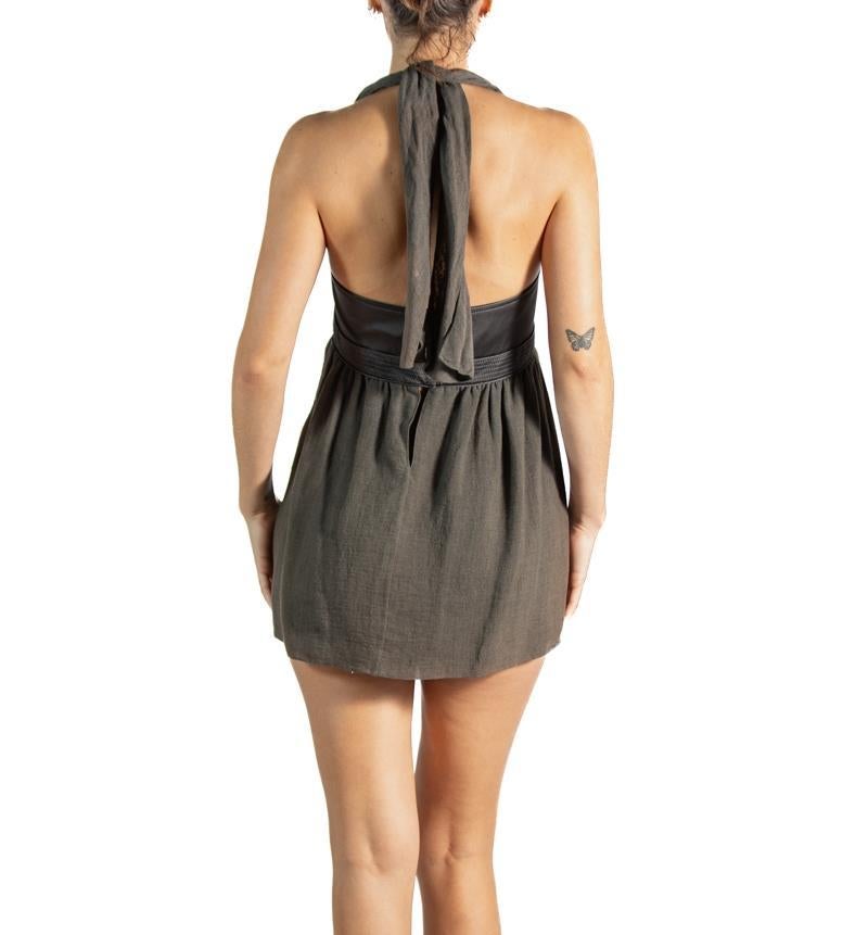 1990S Pronza Schouler Brown Cotton Halter Mini Dress 3