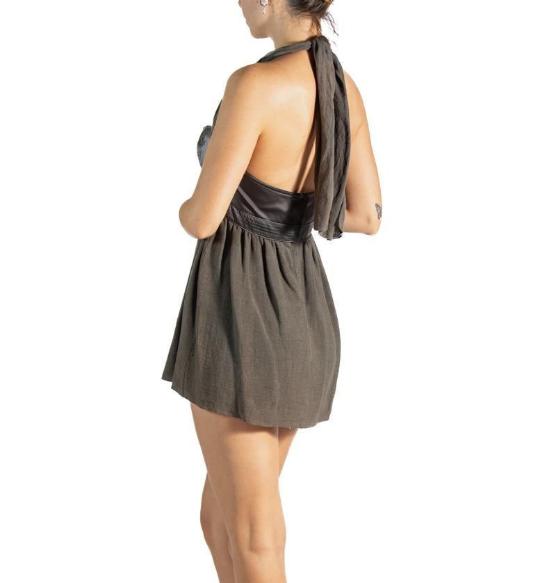 1990S Pronza Schouler Brown Cotton Halter Mini Dress 4