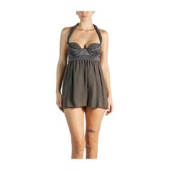 1990S Pronza Schouler Brown Cotton Halter Mini Dress