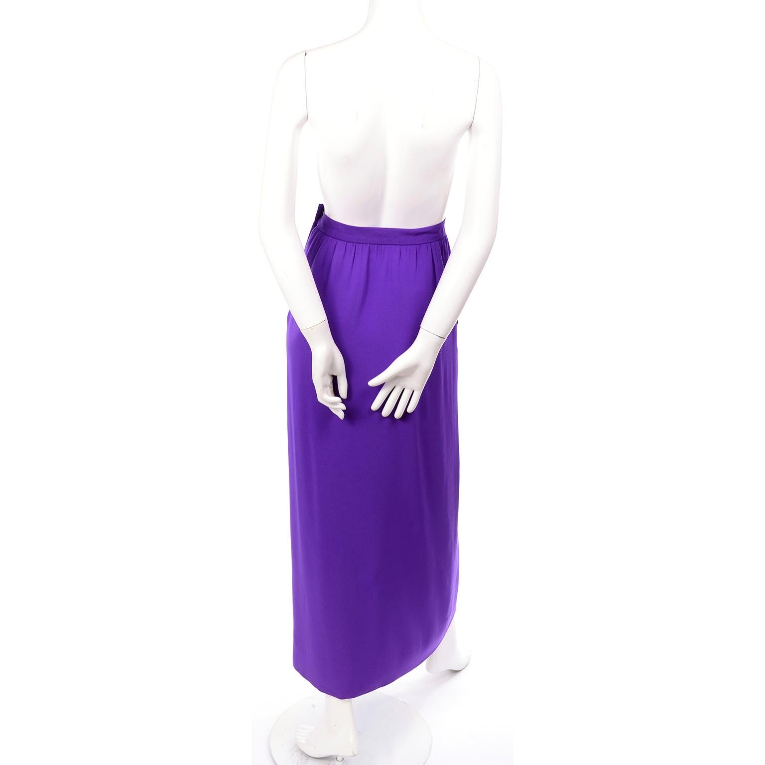 1990s Purple Yves Saint Laurent YSL Vintage Skirt With Satin Trim  3