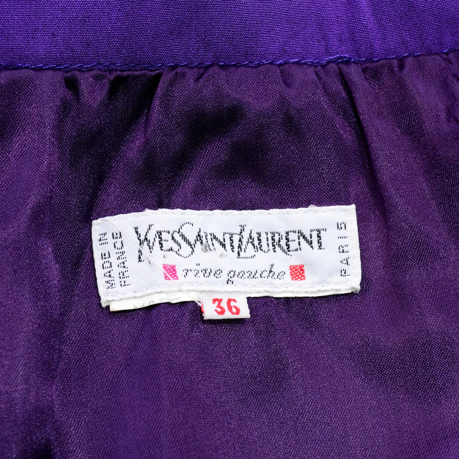 1990s Purple Yves Saint Laurent YSL Vintage Skirt With Satin Trim  4