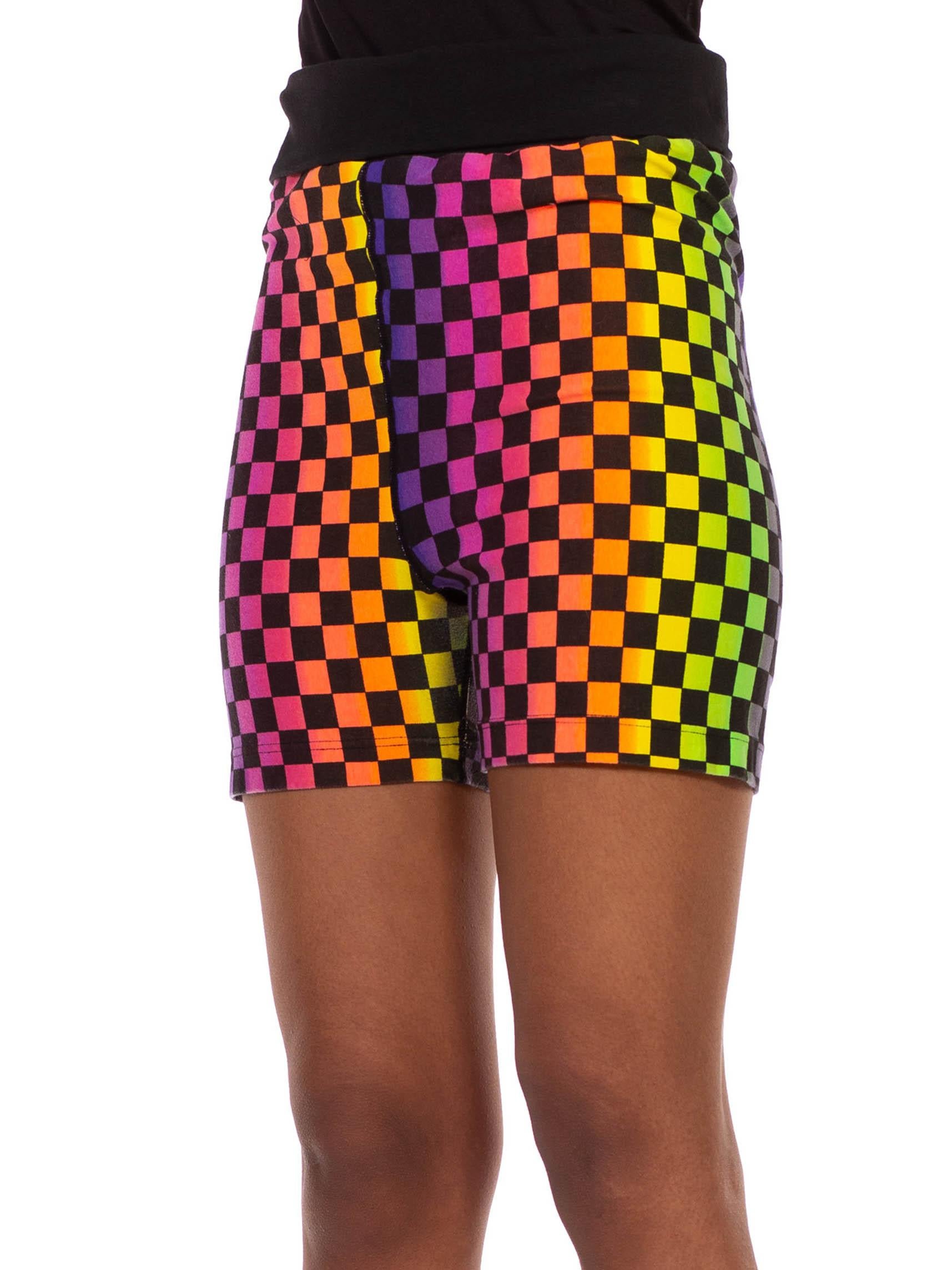 1990S Rainbow Checkered Club Kid Biker Shorts For Sale 1